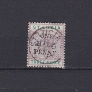ST. LUCIA 1891, SG# 56, CV £29, ½d on 3d mauve & green, QV, Used