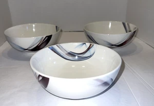 Mikasa Kya Blue & Purple Swirls Smoke Cereal Soup Bowls 6" Set Of 3 - Picture 1 of 15