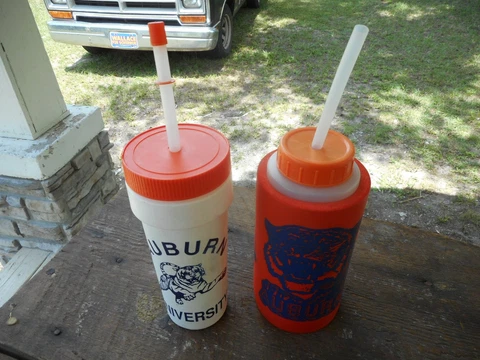 Lot of 2 Vintage Auburn University Tigers Drink Coolers Thermoses Cover