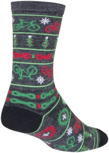 SockGuy Wool Ride Merry Crew Socks - 6", Gray/Red/Green, Large/X-Large - Picture 1 of 2