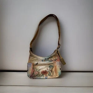 Borsa a mano floreale Anuschka dipinta a mano borsa hobo tote fiori firmata - Foto 1 di 15