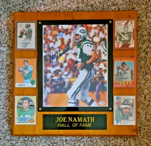 Joe Namath Autograph 8 x 10 Photo Plaque with 6 Vintage Cards! COA! - Picture 1 of 5