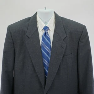 Pierre Balmain Wool Blend Suit Jacket Gray W Blue White Red Striped 46R 2 Button - Picture 1 of 13