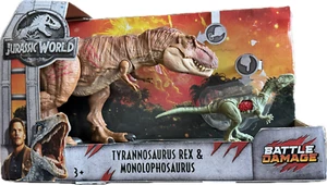 Jurassic World Tyrannosaurus Rex & Monolophosaurus Battle Damage BRANDNEU - Bild 1 von 12
