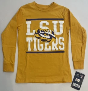 LSU Tigers Boys Youth Long Sleeve Team Athletic T-Shirt Jersey Yellow XS (4/5) - Picture 1 of 5