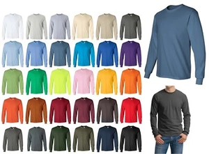 MEN'S HEAVYWEIGHT, LONG SLEEVE, CREW NECK, T-SHIRT. S-5XL - Picture 1 of 29