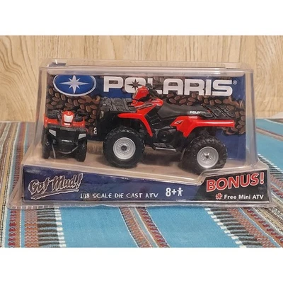 Novo com etiquetas Polaris Got Mud ATV fundido escala 1/18 pacote com 2 vermelho novo em folha lacrado fechado - Imagem 1 de 4
