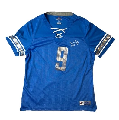 Majestic Fan Fashion NFL Detroit Lions Lace Up Jersey Top Stafford #9 - Image 1 of 4