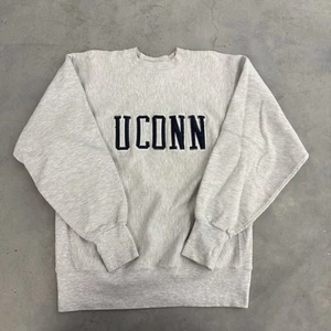Vintage 90s UCONN Huskies Classic Gray Pullover Sweatshirt Men’s Size Large - Bild 1 von 4