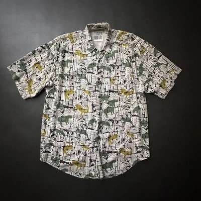 Vintage Trade Bay Hawaiian Shirt Mens Medium White AOP Oversized 90s Rayon - Image 1 of 4