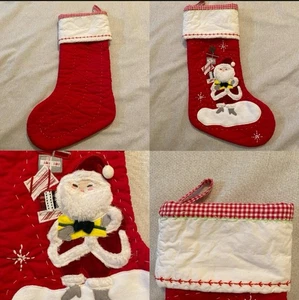 Medias de Navidad Pottery Barn Kids acolchadas Santa copo de nieve regalo bordadas - Imagen 1 de 8