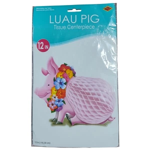 Luau Pig Tissue Centerpiece Tiki Hawaiian 12 Inch Party Decoration Honeycomb - Picture 1 of 3