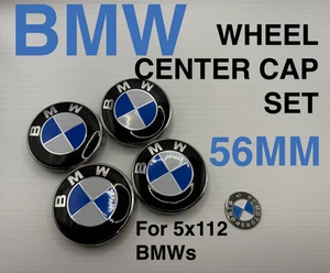 4PCS BMW WHEEL CENTER CAP SET 56mm 5x112  2 3 4 5 7 8 Series Z4 X3 X5 + MORE - Picture 1 of 3