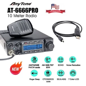New Anytone AT-6666pro 80W 10M Amateur Radio AM FM USB LSB PA CW Mode with Cable - Picture 1 of 15