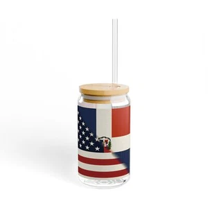 Vidrio sorbo americano con bandera de la República Dominicana de la República Democrática Alemana, 16 oz - Imagen 1 de 5