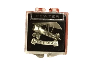 Military Pewter Pinback Plane Pin Life Flight Original Case airplane jet Wright - Picture 1 of 5
