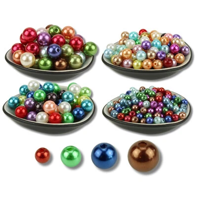50-200x Acrylperlen Rund Bunt Glänzend Ø 6/8/10/12mm Perlen Acryl Mix Metallic - Bild 1 von 4