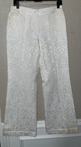 VERSUS BY VERSACE PANTALONE PANTALONE BIANCO GOFFRATO ORLO LARGO POLSINI ITALIA 28 42