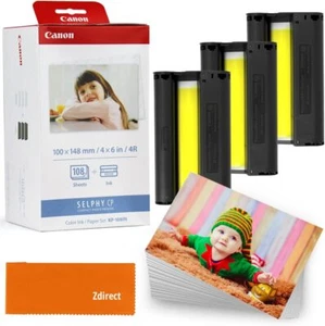 Juego de papel tinta color Canon KP-108IN 4x6 para Canon Selphy CP1300 1200 910 1500 lote - Imagen 1 de 24