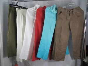 Lot of 6 Wide Leg Pull On Cropped Linen Mixed Brands, Colors and Sizes XS to M - Picture 1 of 18