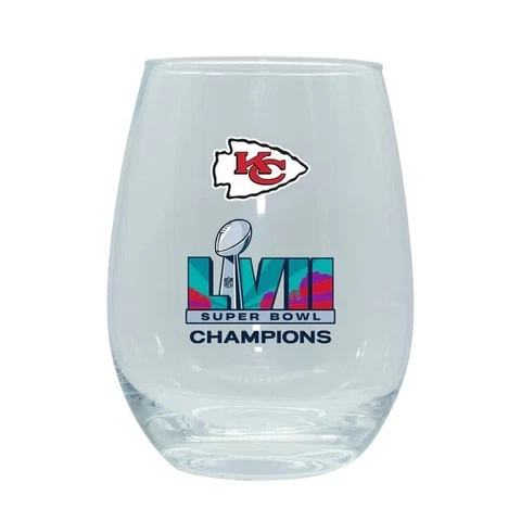 Kansas City Chiefs NFL SB LVII Champions 15oz Stemless Wine Glass Cover