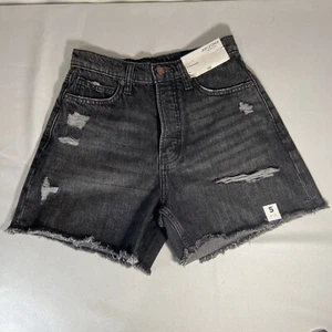Arizona Hi Rise Distressed Denim Button Fly Shorts Size 5 Brand New - Picture 1 of 9