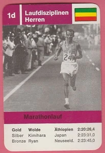 German Trade Card 1968 Olympics Marathon Gold Medal Winner Mamo Wolde Ethiopia - Picture 1 of 2