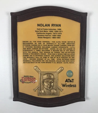 Round Rock Express Nolan Ryan SGA Plaque Cover
