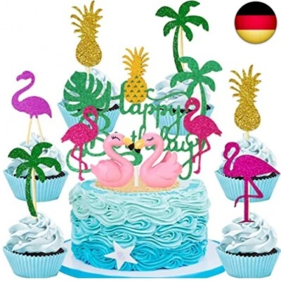 YGCHEN Tortendeko Flamingo Kuchen Dekoration Ananas Kuchen Topper Happy - Bild 1 von 4