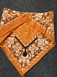 Col tête de cowgirl bandannas séquence artisanale neuf 100% coton orange - Photo 1/3