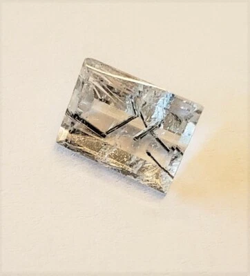 Rutilated Rutile Quartz 5.80 Carat Baguette Faceted Black Needle Untreated - Image 1 of 4