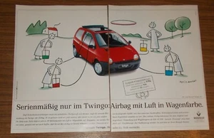 Seltene Werbung RENAULT TWINGO AIR - Airbag mit Luft in Wagenfarbe 1995 - Bild 1 von 1
