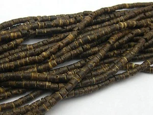 5 Strands of 22" Natural Dark Coconut Column Heishi Beads 4mm Jewelry Making - Picture 1 of 2