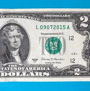 September 7, 2015 / 9 July 2015 (L 09072015 A) BIRTHDAY Note $2 Two Dollar Bill - Picture 1 of 4