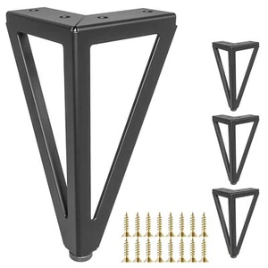 Set of 4 6 Inch Heavy Duty Black Furniture Sofa Feet Replacement Legs - Picture 1 of 7