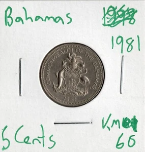 Coin Bahamas 5 Cents 1981 KM60 - Picture 1 of 2
