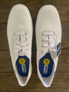 NEU Größe 9 Keds Champion Damen-Schnürsneaker weiß Canvas neu in 1/2-Karton - Bild 1 von 5