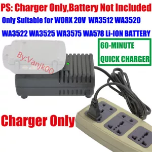 1 Charger for Worx 20V WA3525/3520/3575/3578 Slider Li-Ion Battery (AC 100-240V) - Picture 1 of 5