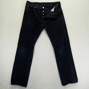 Jeans Levis 501 uomo 36x34 nero bottoni dritti fly denim lavaggio scuro americano - Foto 1 di 12