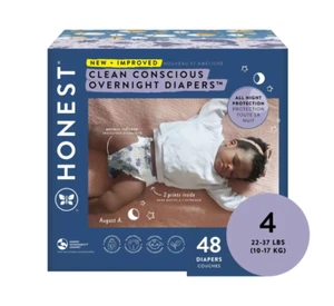 The Honest Company Clean Conscious Disposable Overnight Diapers - Size 4, 48ct - Picture 1 of 2