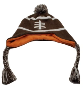Capelli NY Trapper Hat Kids Beanie Winter Brown White Tassels Orange Lining S/M - Picture 1 of 6