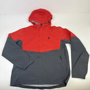 Spyder Men’s Wind Rain Shell Jacket Zip Up Spider Logo Gray Red Size Small NWT - Picture 1 of 11
