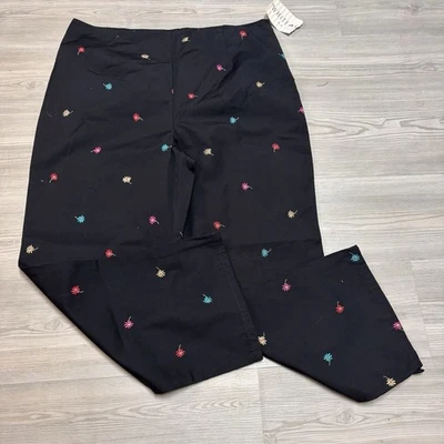 Capris vintage preto colorido bordado colorido palmeiras tamanho 18 - Imagem 1 de 4