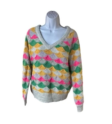 Suéter Suéter Sundance Love Lasts Mezcla de Lana Grueso Tejido Artístico Cuello en V Talla S Foto 1 de 4