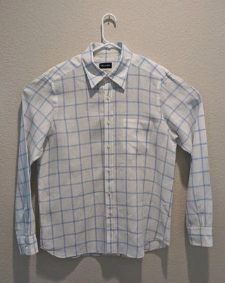 Camisa Massimo Dutti Para Hombres 100% Lino Azul Ventana Cuadros LS Abotonada - XL USADA EN EXCELENTE ESTADO Foto 1 de 4