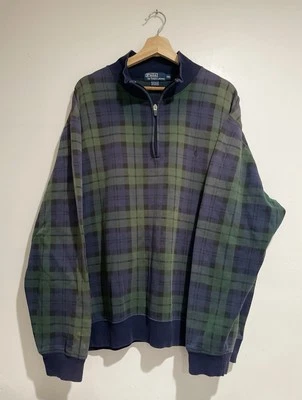 Polo Ralph Lauren Vintage 1/4 Cremallera Vellón Cuadros Desteñido Talla XXL  Foto 1 de 4