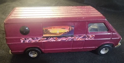 ERTL 1970s DODGE STREET VAN PURPLE SUNSET DECAL BUBBLE WINDOWS PRESSED STEEL USA - Image 1 of 4