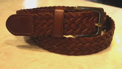 EXCELENTE Cinturón de Cuero Para Hombre Vineyard Vines Trenzado Marrón 1 1/8" Ancho TALLA 32/S 262 Foto 1 de 3