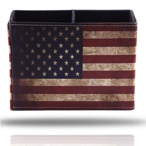 Amerikanische Flagge Schreibtisch Ablage, PU Leder Retro Vintage Cool Zubehör, Patriot... - Bild 1 von 7