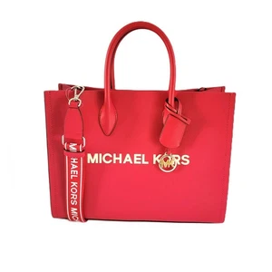 Borsa a tracolla Michael Kors Mirella Medium EW shopper pelle lampone scuro - Foto 1 di 7